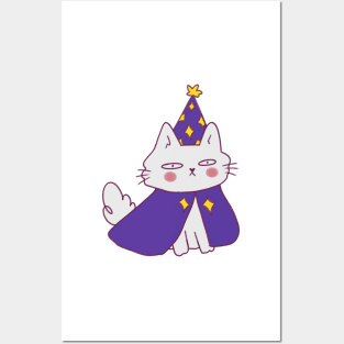 White wizard cat Posters and Art